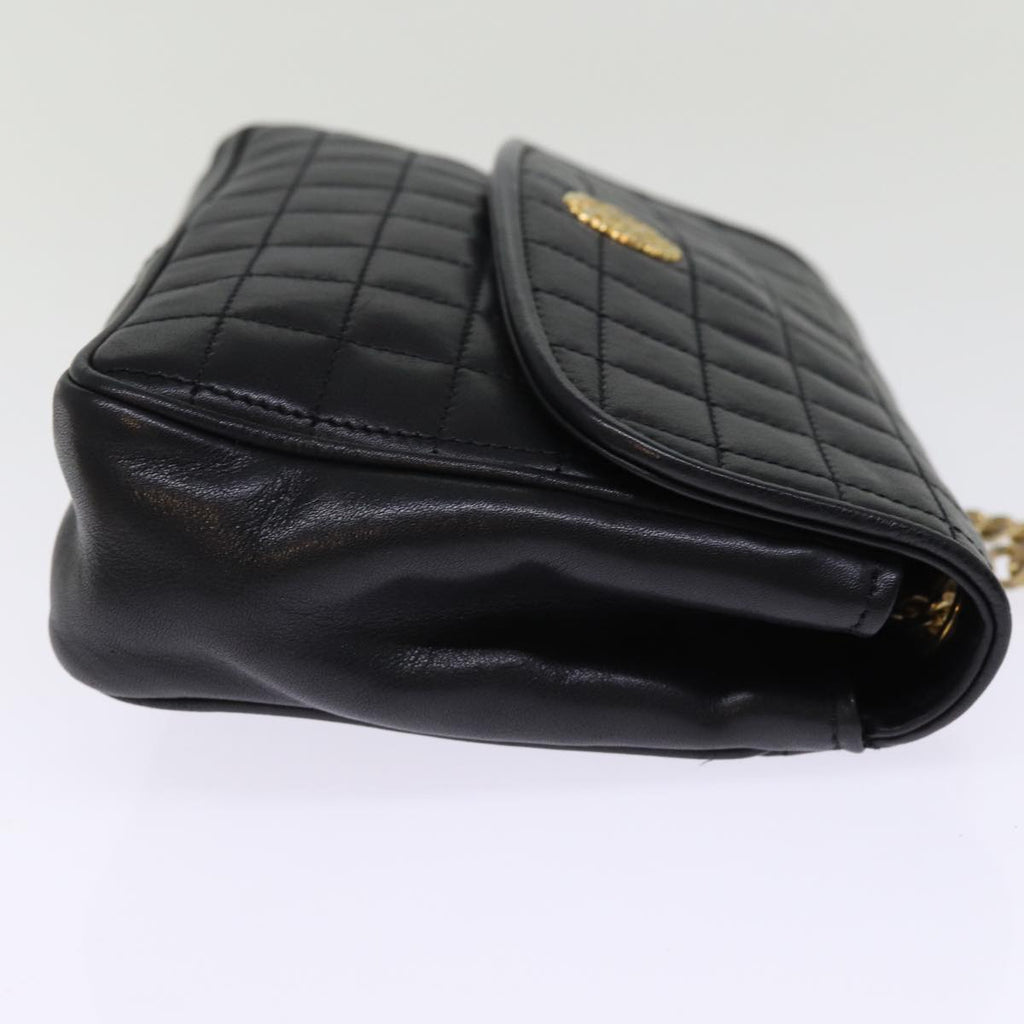 CELINE Chain Shoulder Bag Leather Black  75054