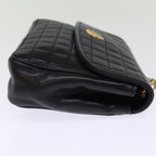 CELINE Chain Shoulder Bag Leather Black  75054