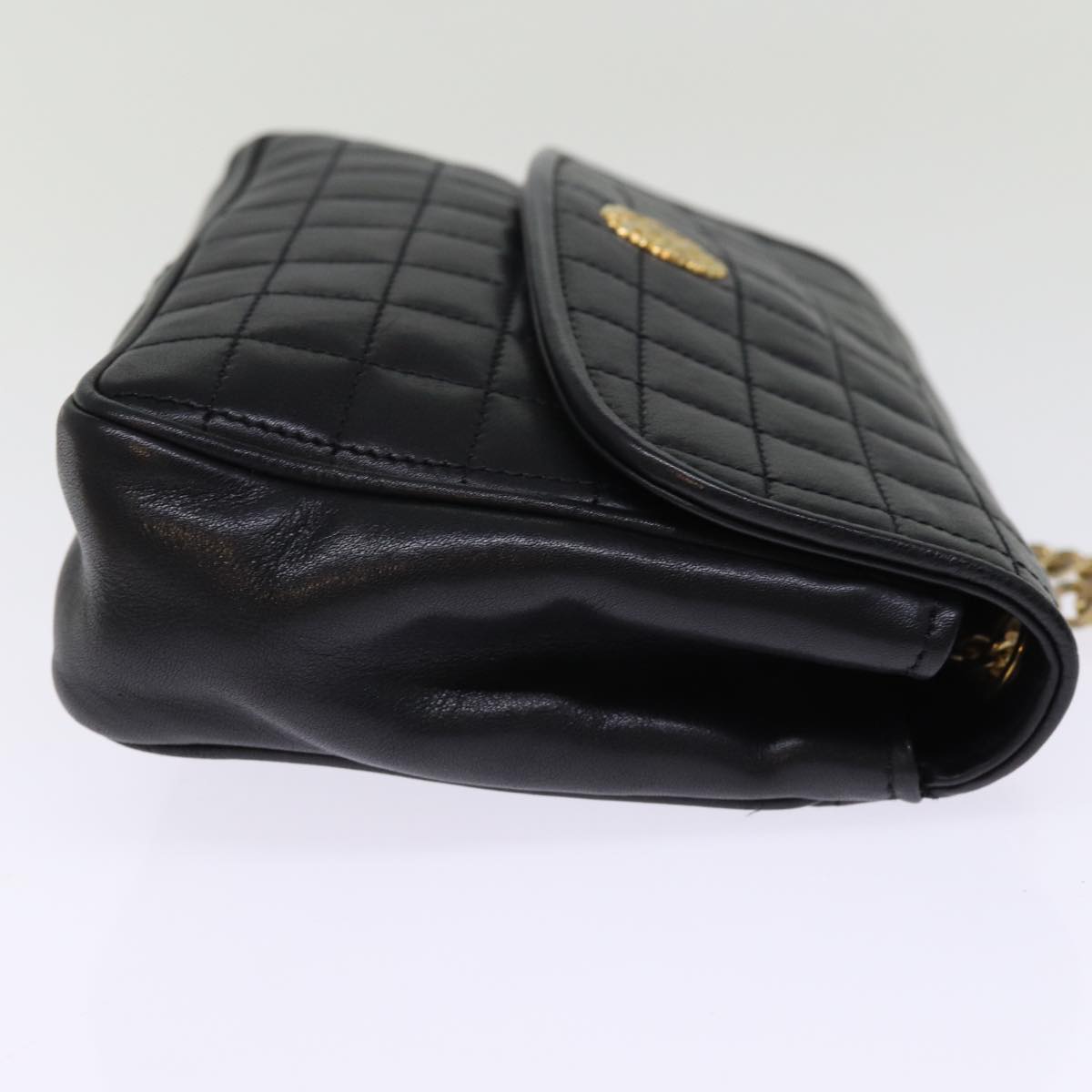 CELINE Chain Shoulder Bag Leather Black  75054