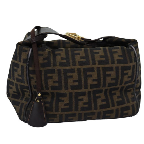 FENDI Zucca Canvas Vanity Cosmetic Pouch Brown Black75223