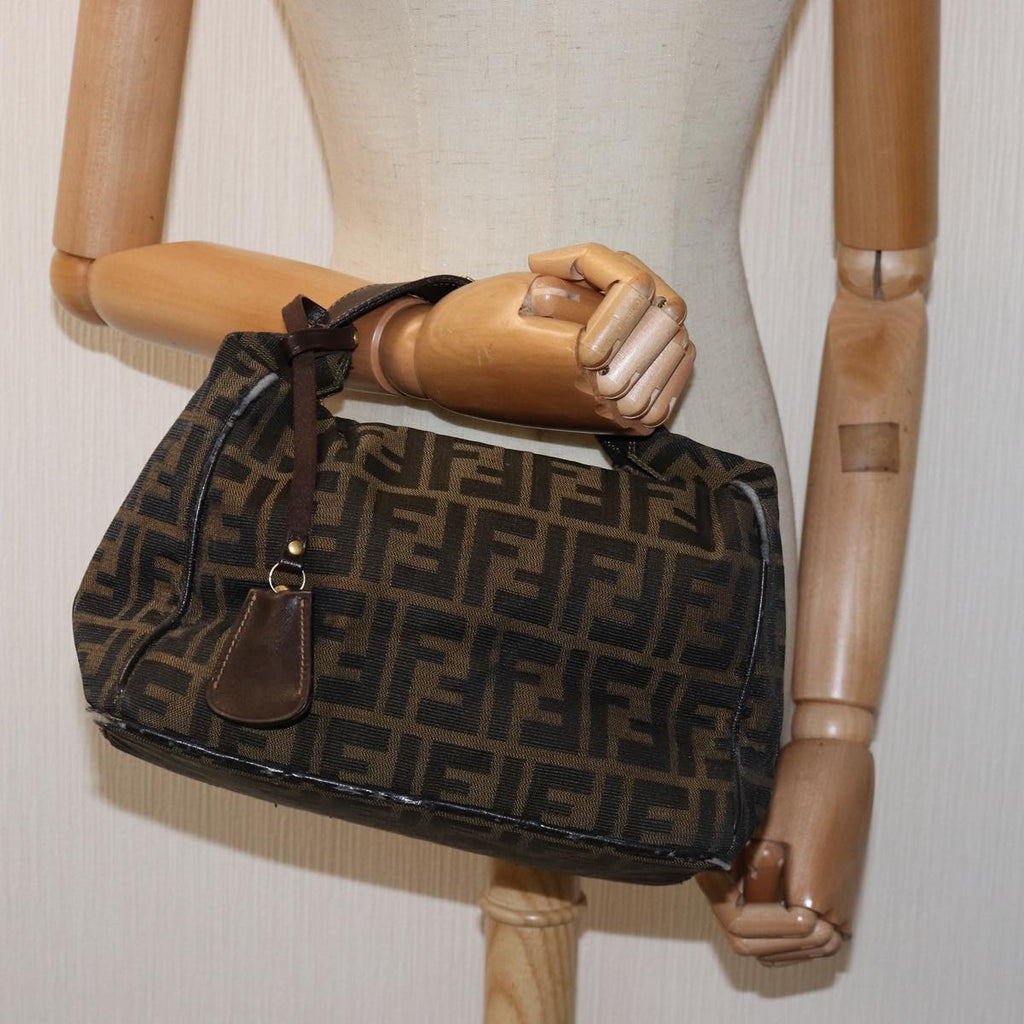 FENDI Zucca Canvas Vanity Cosmetic Pouch Brown Black75223