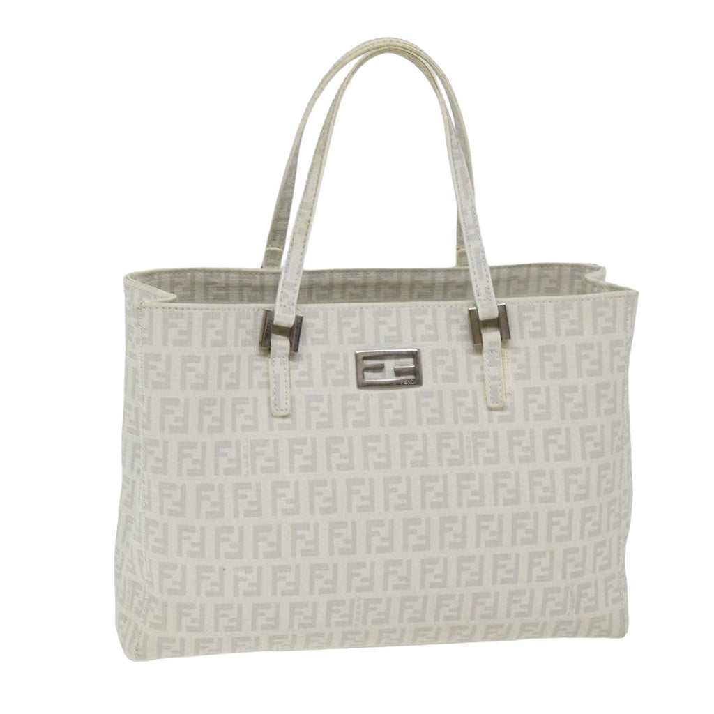 FENDI Zucchino Canvas Hand Bag White75224