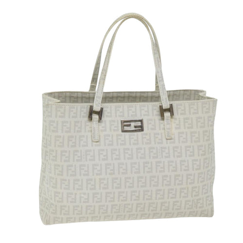 FENDI Zucchino Canvas Hand Bag White75224