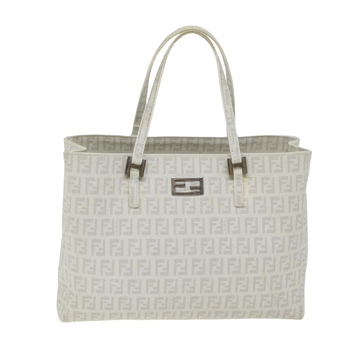 FENDI Zucchino Canvas Hand Bag White75224