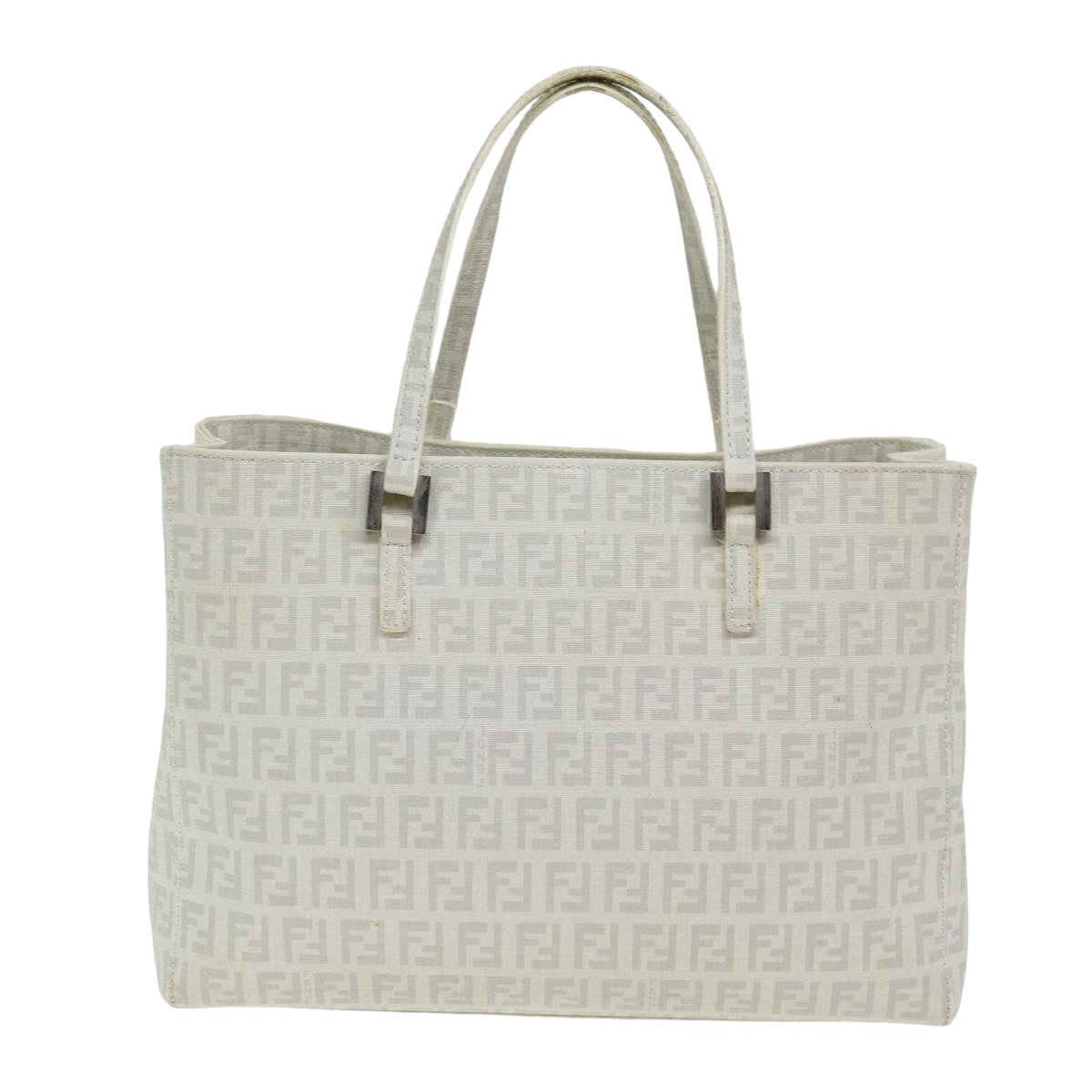 FENDI Zucchino Canvas Hand Bag White75224