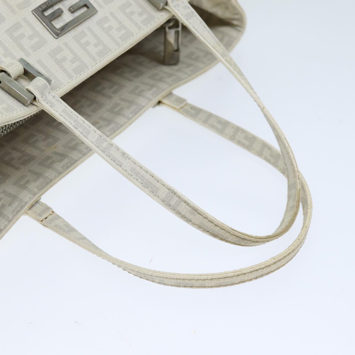 FENDI Zucchino Canvas Hand Bag White75224