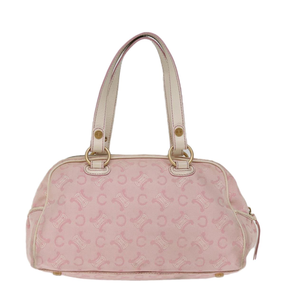 CELINE Macadam Canvas Hand Bag Pink Auth 75323