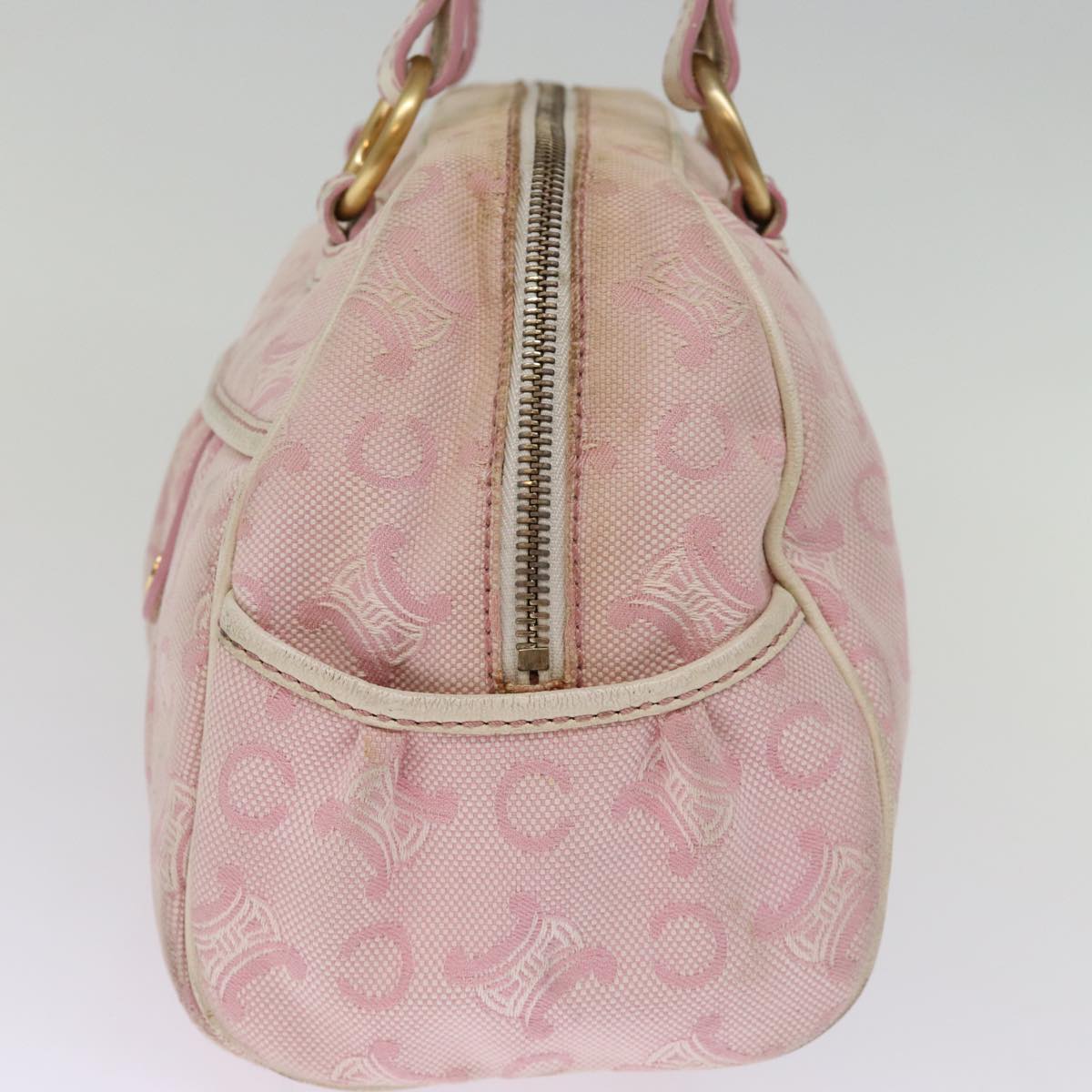 CELINE Macadam Canvas Hand Bag Pink Auth 75323