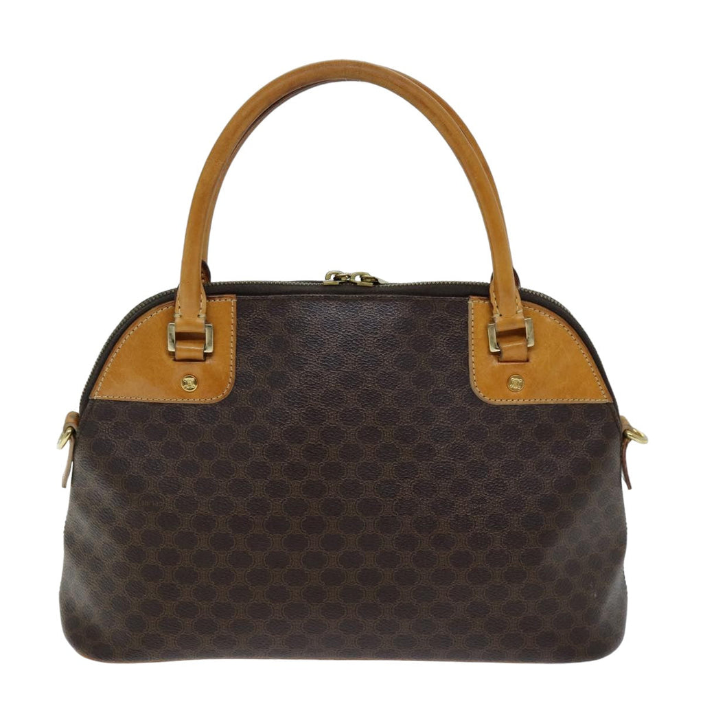 CELINE Macadam Canvas Hand Bag PVC 2way Brown Auth 75326