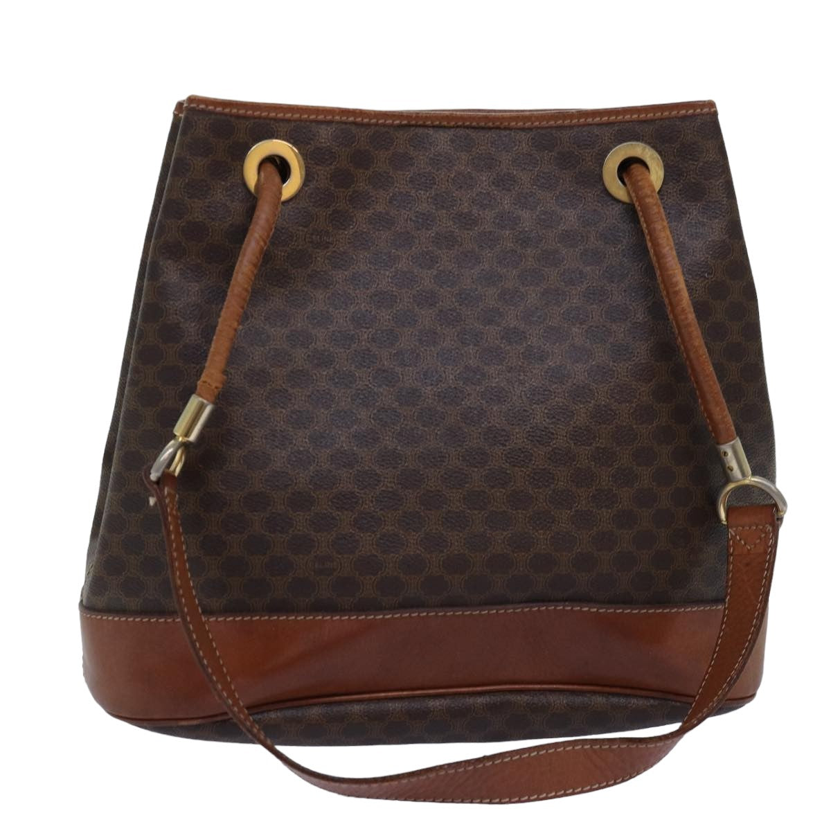 CELINE Macadam Canvas Shoulder Bag PVC Brown  75369