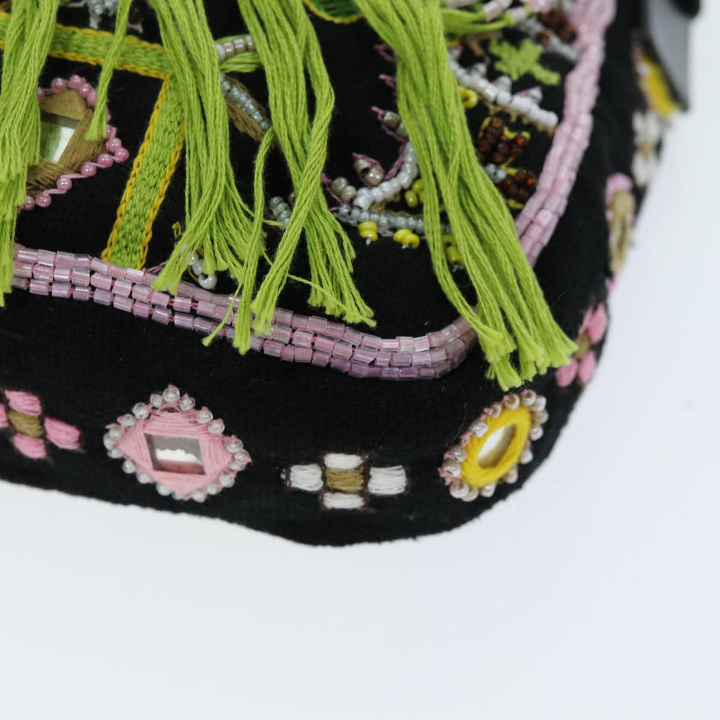 FENDI Mamma Baguette Shoulder Bag beads Black75387A