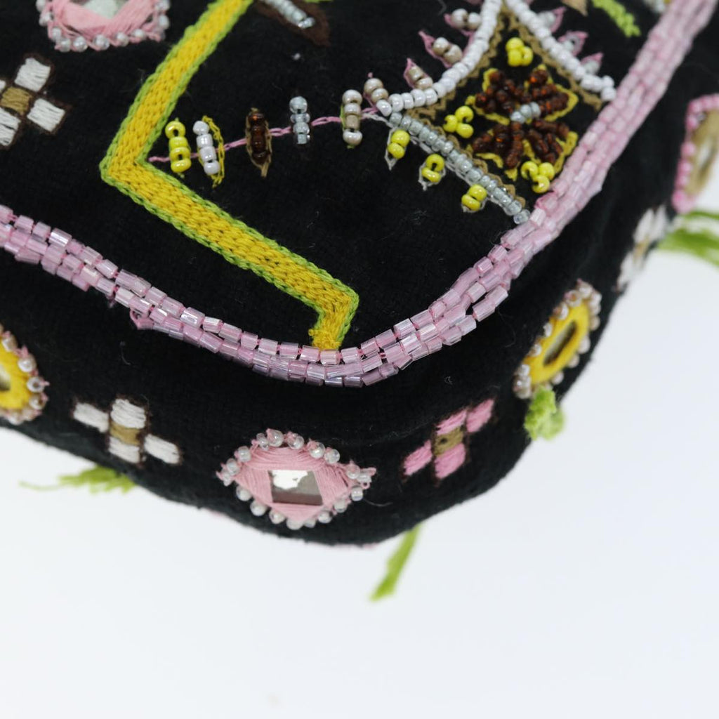 FENDI Mamma Baguette Shoulder Bag beads Black75387A