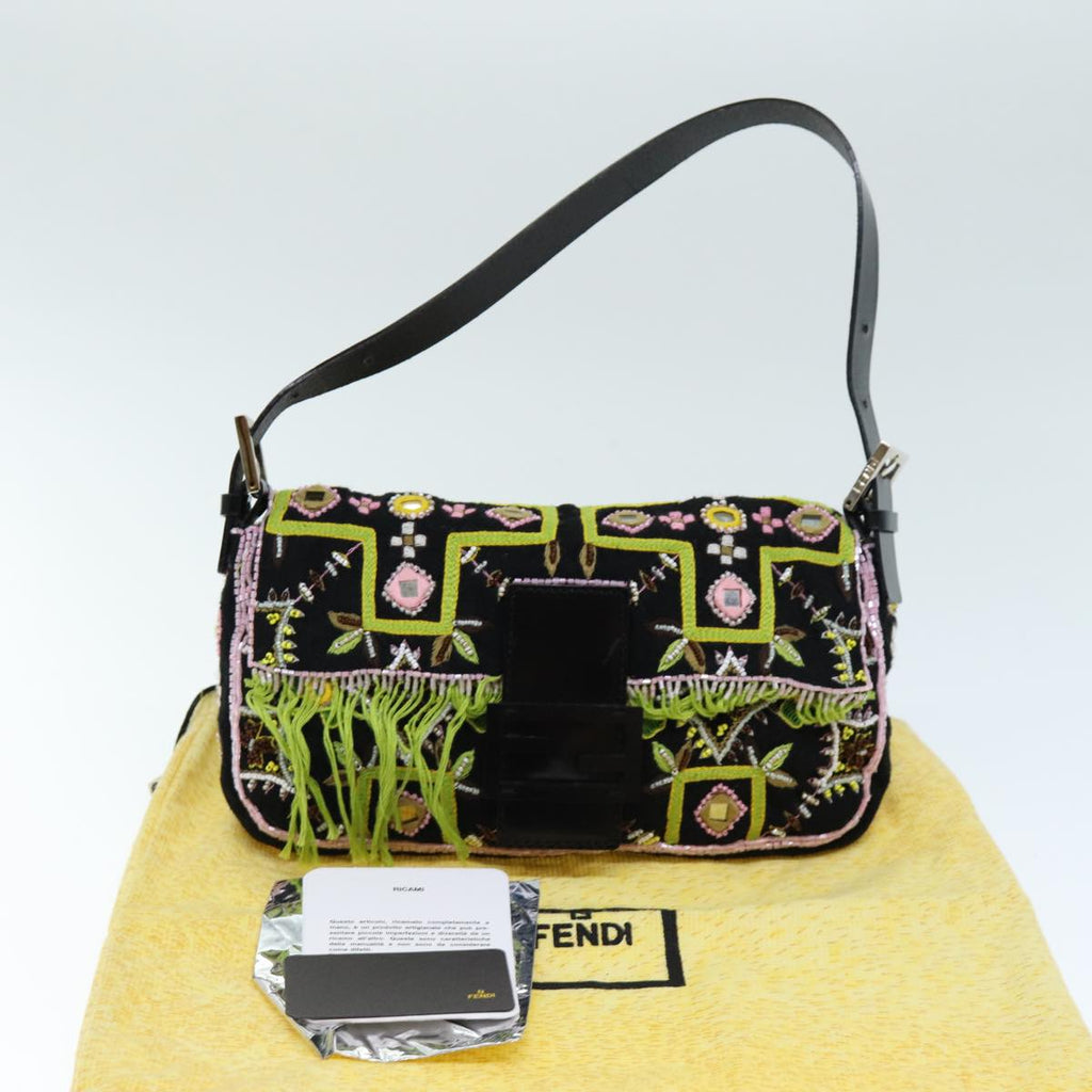 FENDI Mamma Baguette Shoulder Bag beads Black75387A
