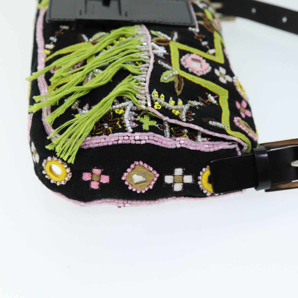 FENDI Mamma Baguette Shoulder Bag beads Black75387A