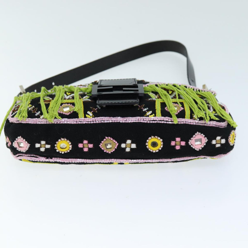 FENDI Mamma Baguette Shoulder Bag beads Black75387A