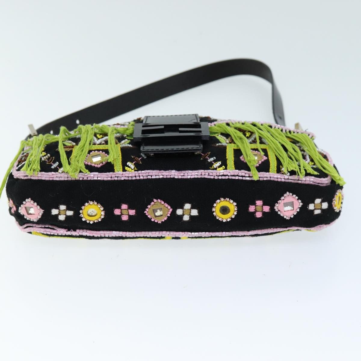 FENDI Mamma Baguette Shoulder Bag beads Black75387A