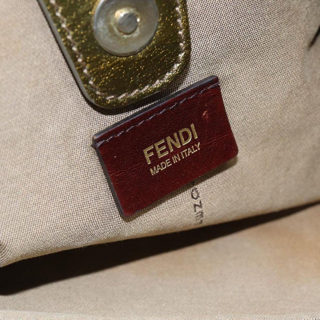 FENDI Zucchino Canvas Shoulder Bag Beige75429