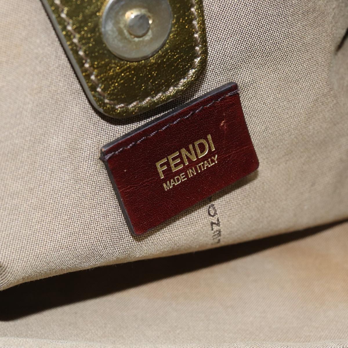 FENDI Zucchino Canvas Shoulder Bag Beige75429