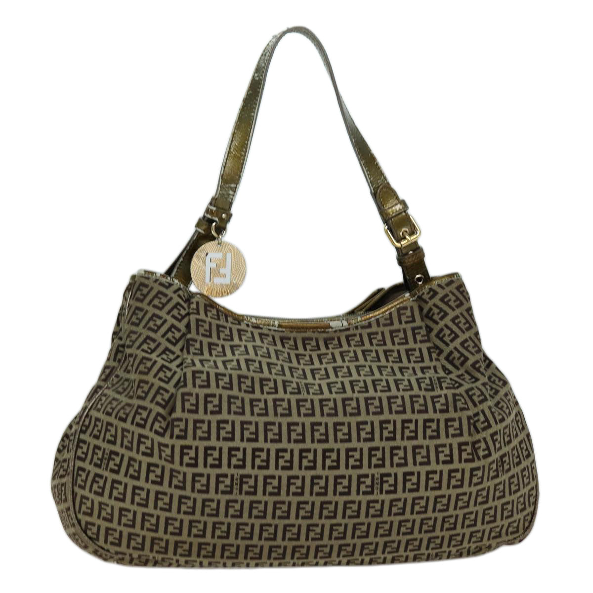 FENDI Zucchino Canvas Shoulder Bag Beige75429
