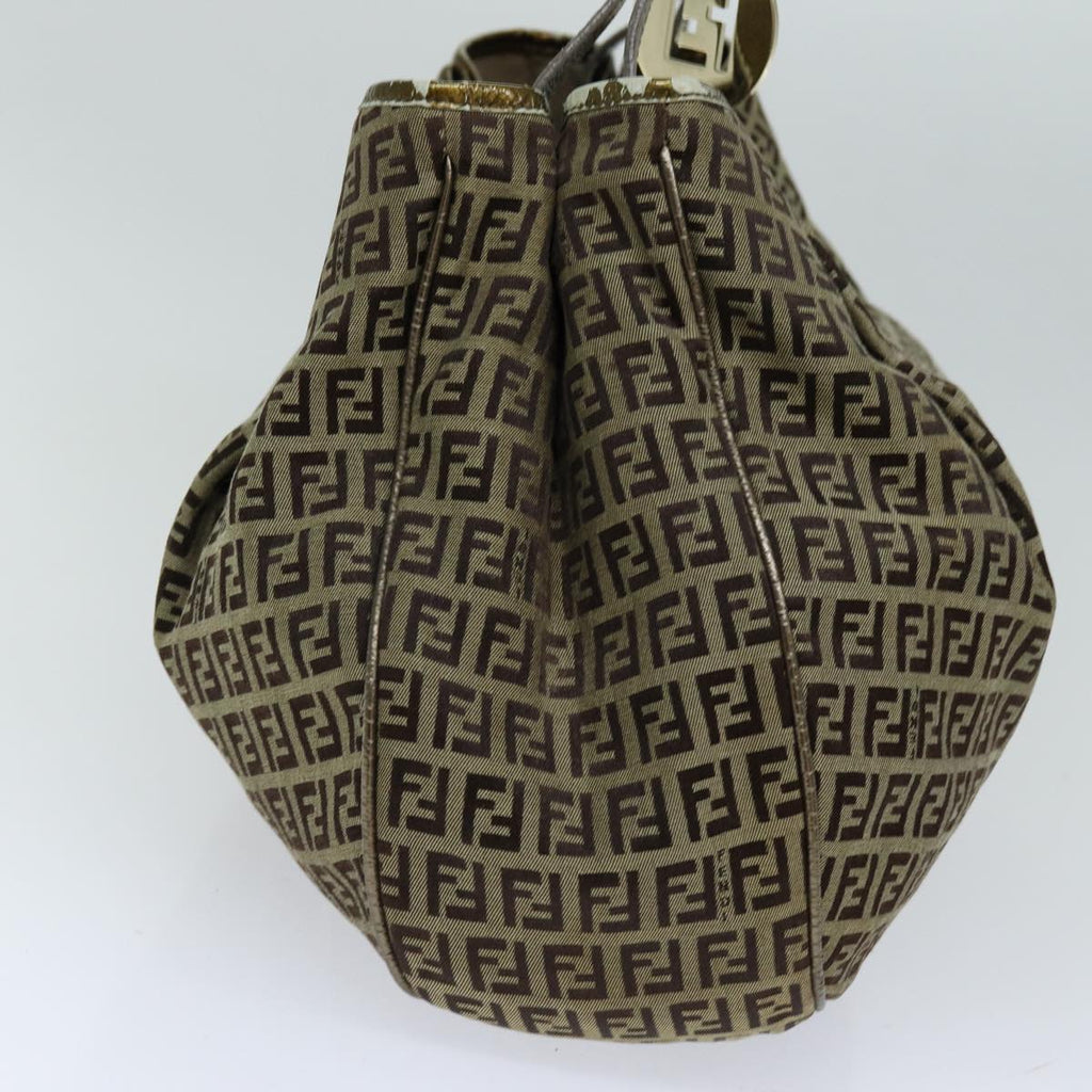FENDI Zucchino Canvas Shoulder Bag Beige75429