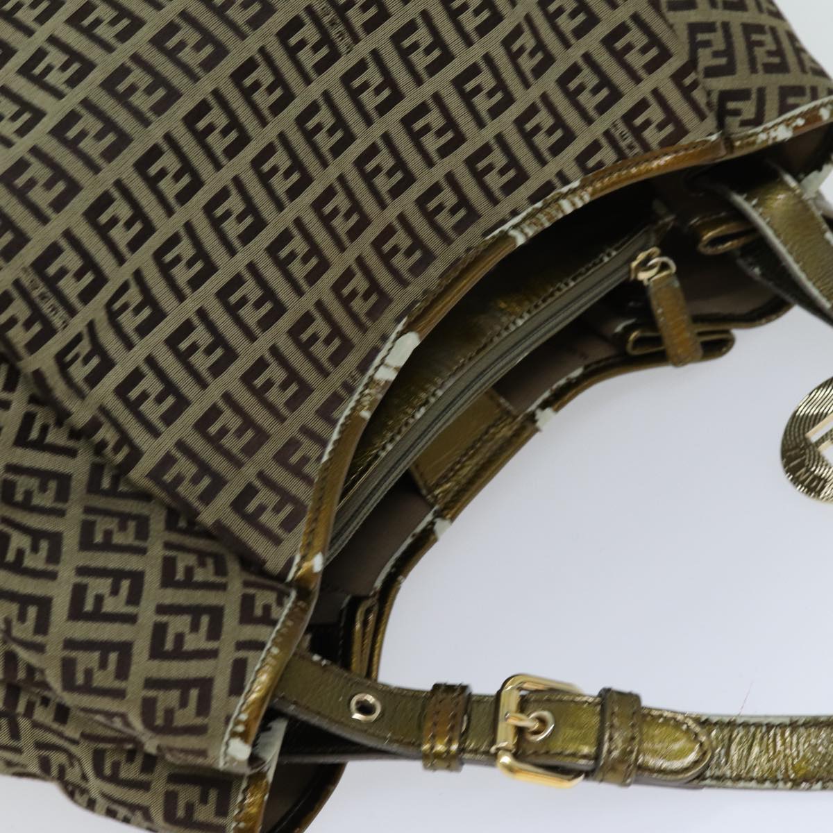 FENDI Zucchino Canvas Shoulder Bag Beige75429