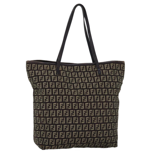 FENDI Zucchino Canvas Tote Bag Brown75430