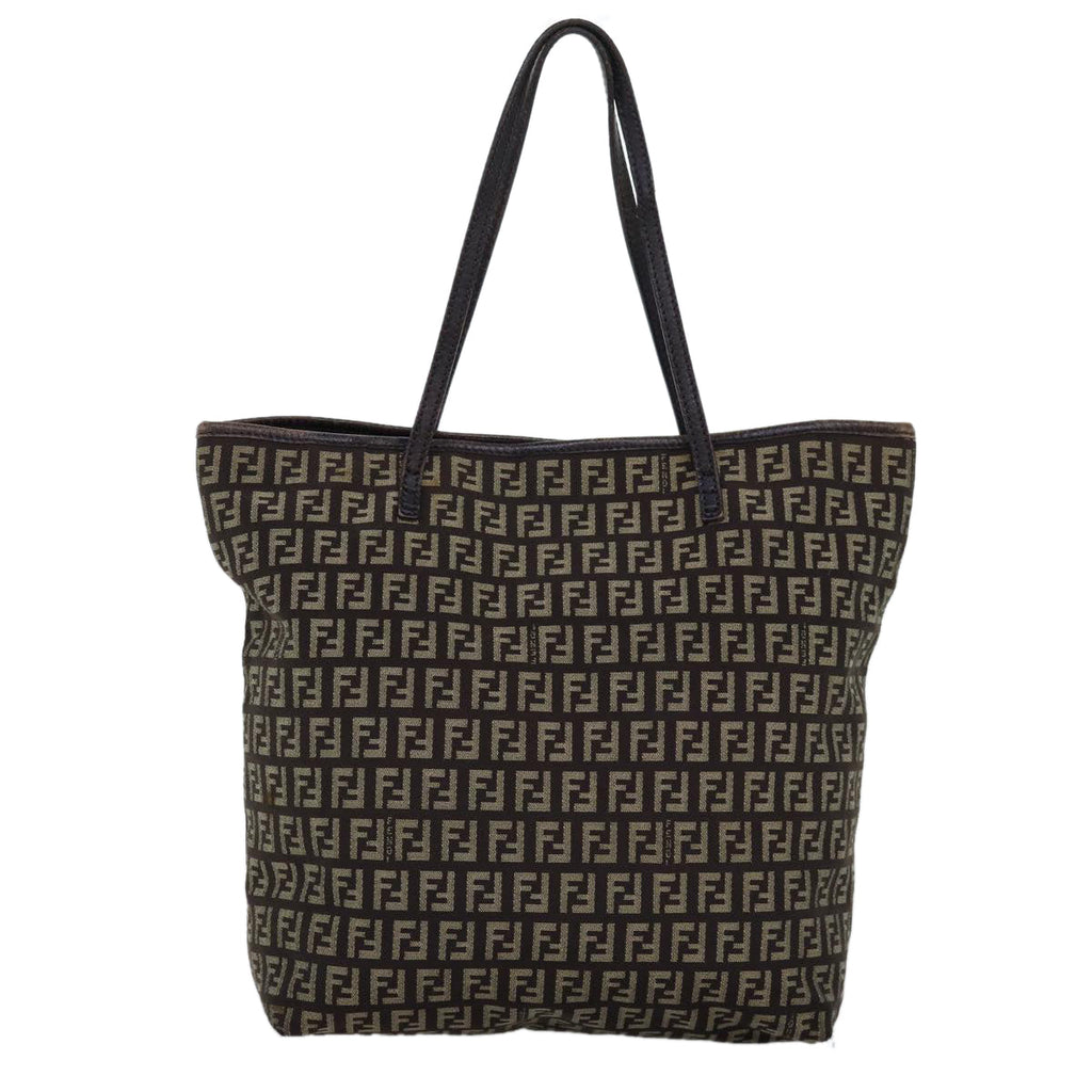 FENDI Zucchino Canvas Tote Bag Brown75430