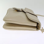 CELINE Shoulder Bag Leather Cream Auth 75443