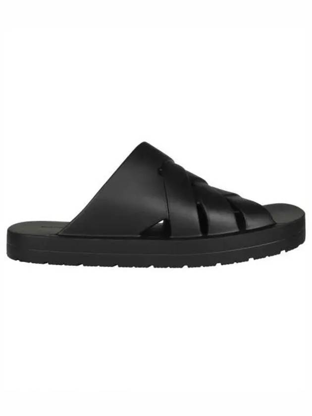 Bottega Veneta Flintston Intrecciato Matte Rubber Sandals Black