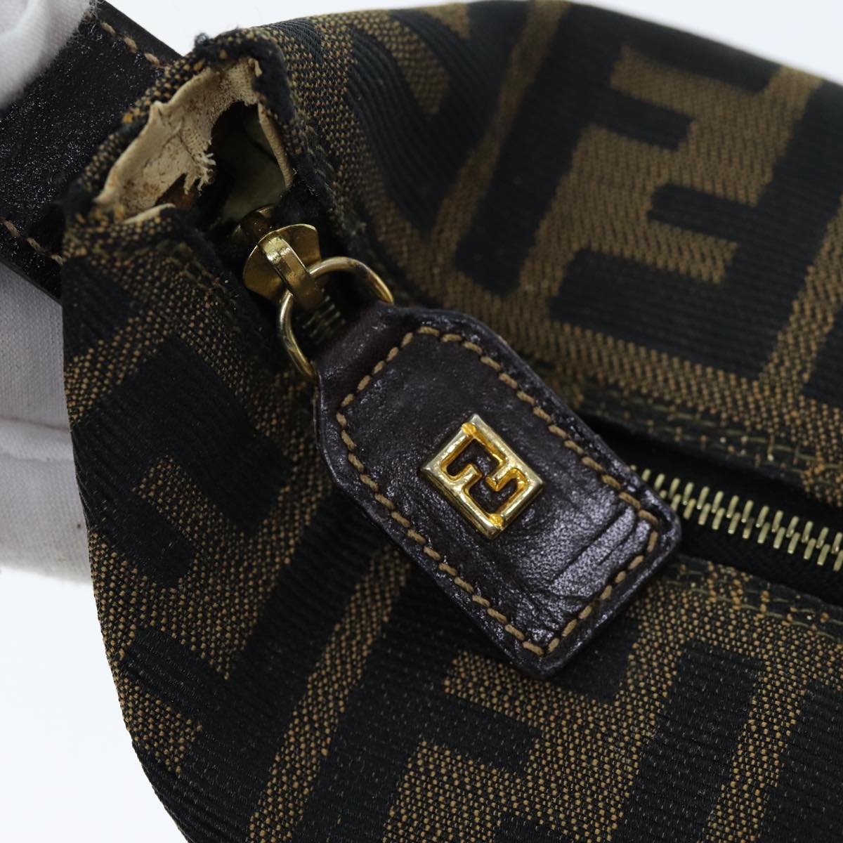 FENDI Zucca Canvas Vanity Cosmetic Pouch Brown Black75565