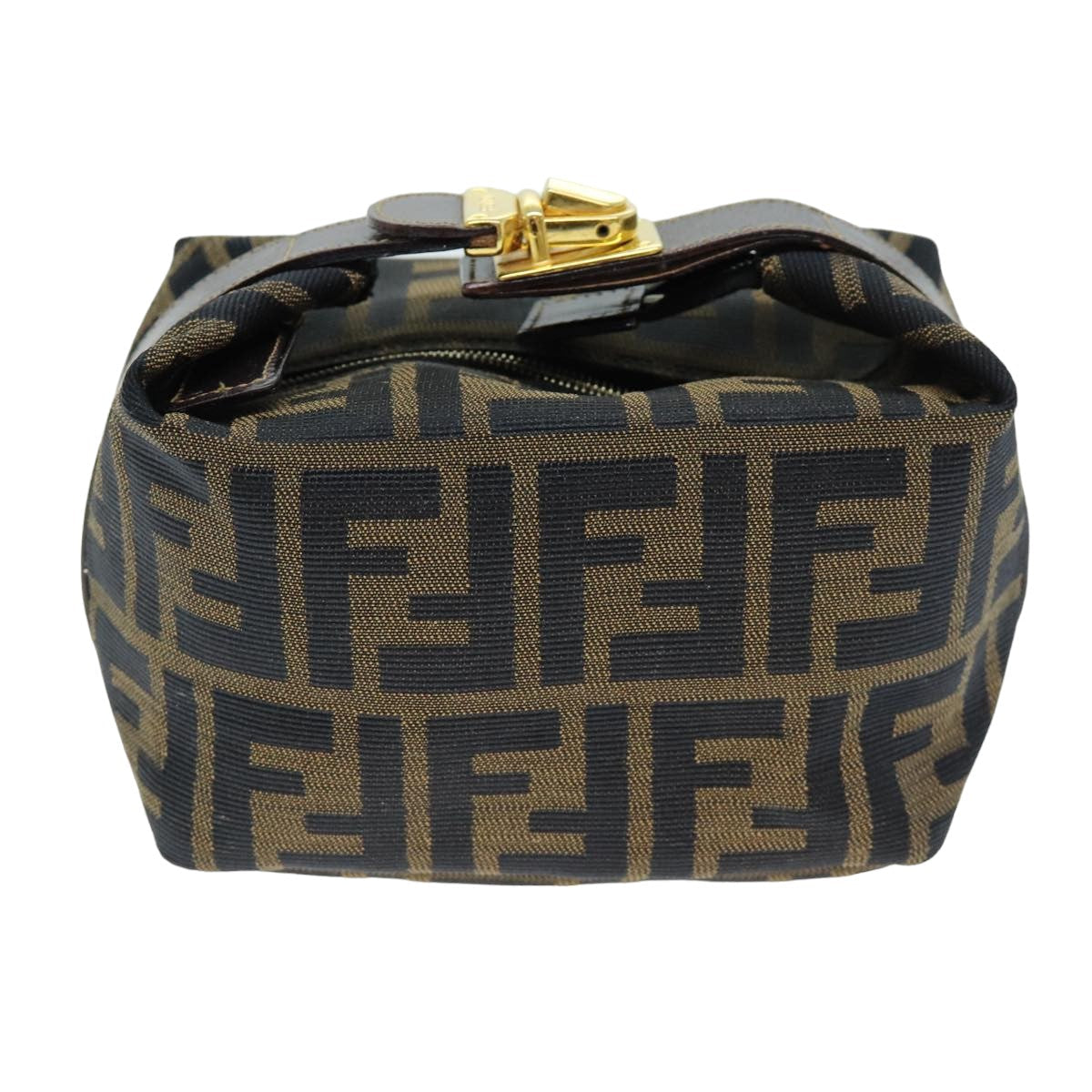 FENDI Zucca Canvas Vanity Cosmetic Pouch Brown Black75565