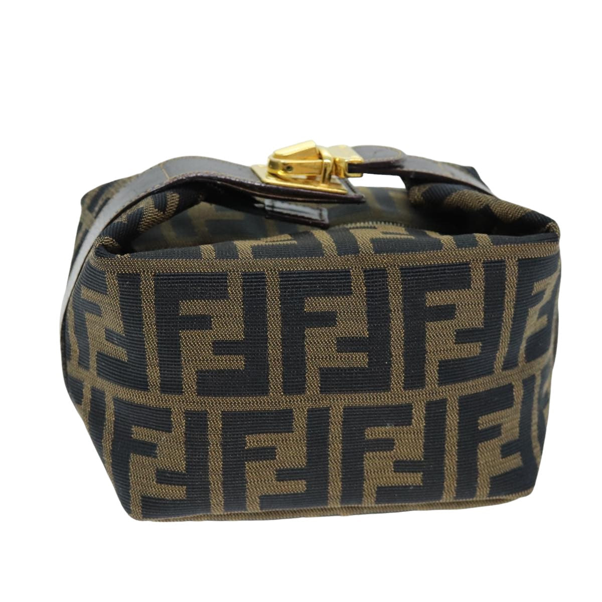 FENDI Zucca Canvas Vanity Cosmetic Pouch Brown Black75565