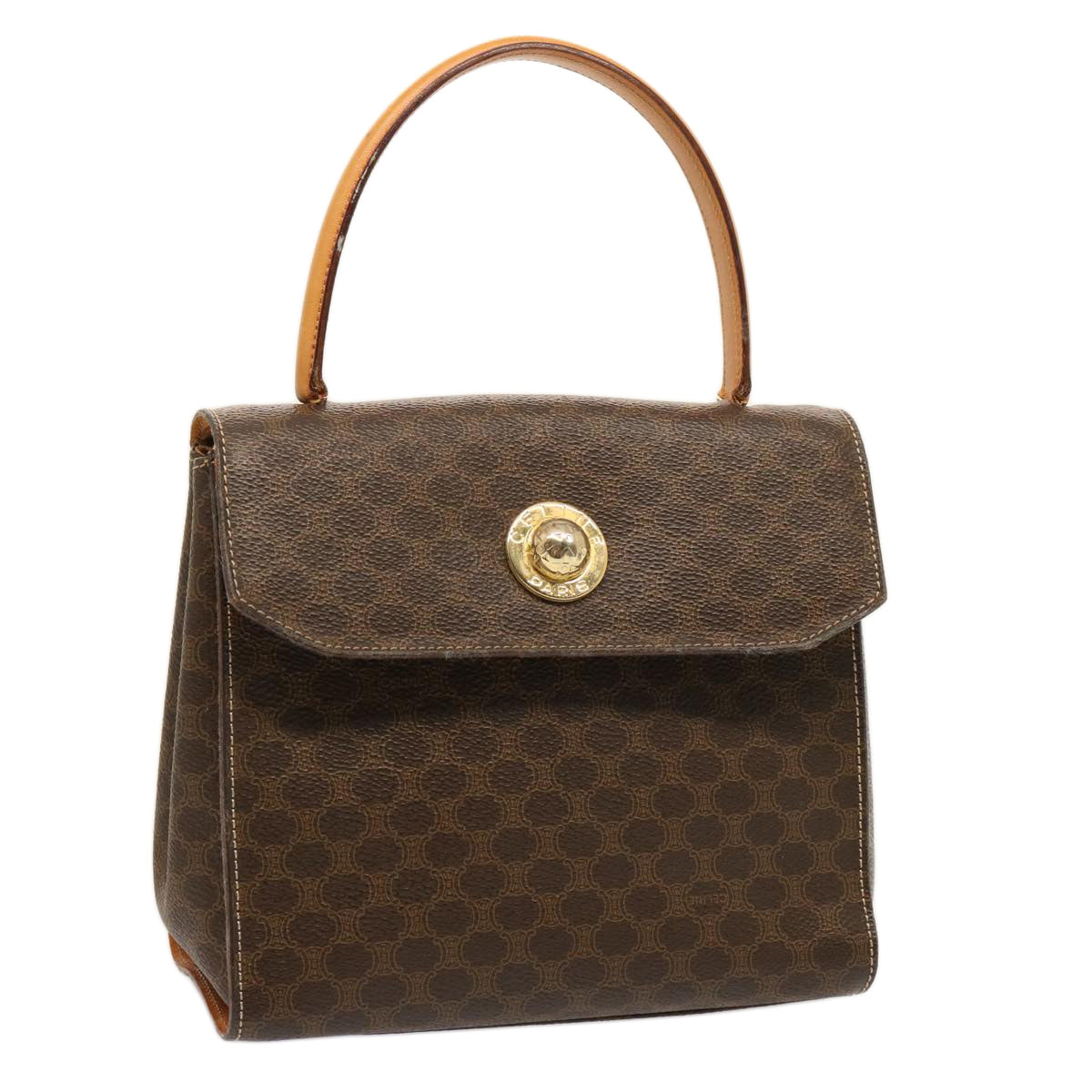 CELINE Macadam Canvas Hand Bag PVC Brown  75566