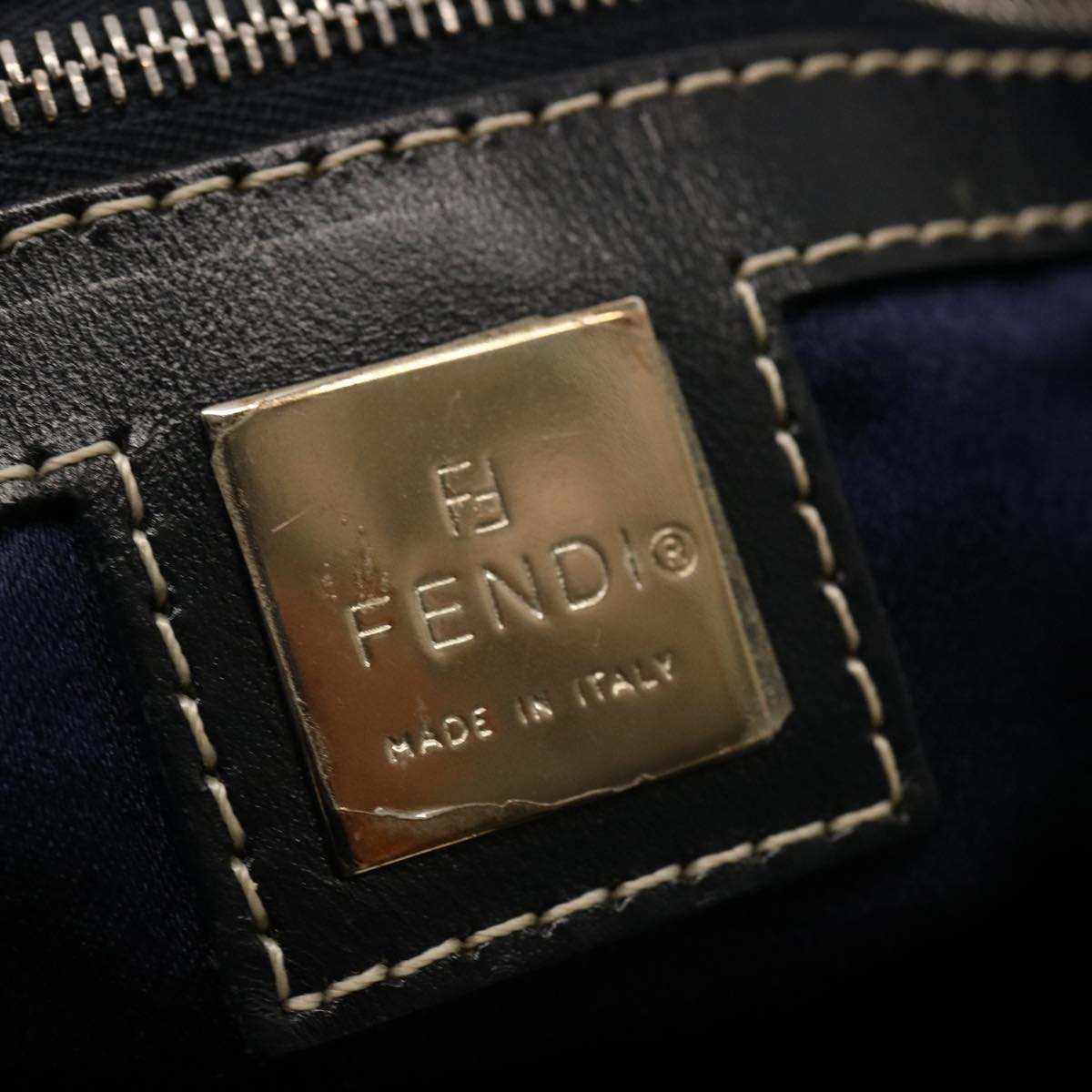 FENDI Zucchino Canvas Tote Bag Navy75609