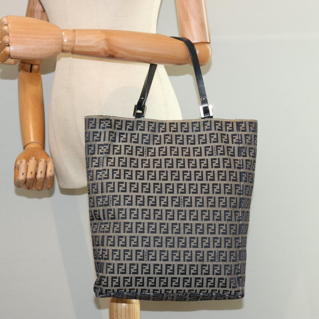 FENDI Zucchino Canvas Tote Bag Navy75609
