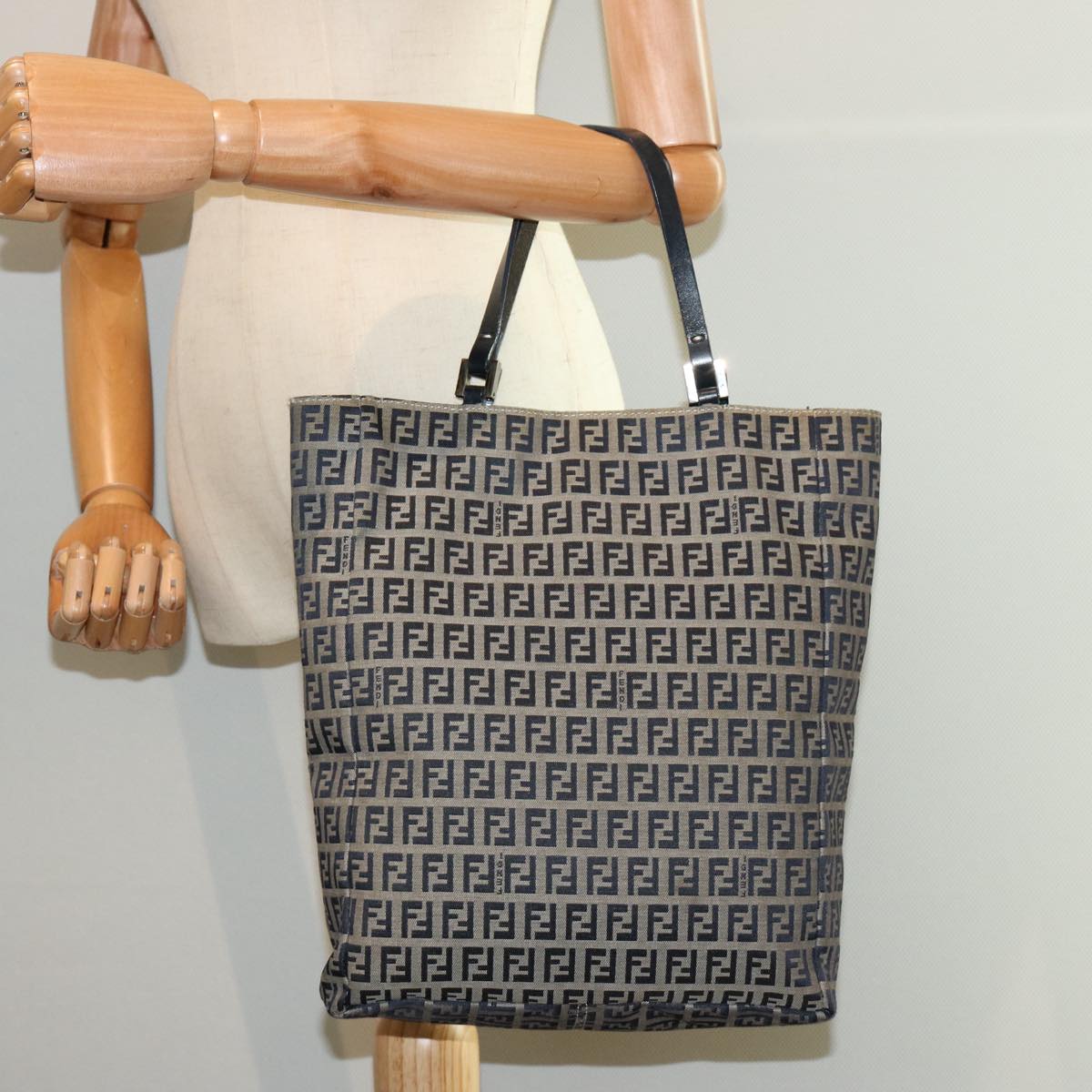FENDI Zucchino Canvas Tote Bag Navy75609