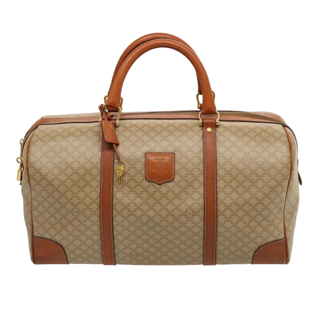 CELINE Macadam Canvas Boston Bag Beige  75618