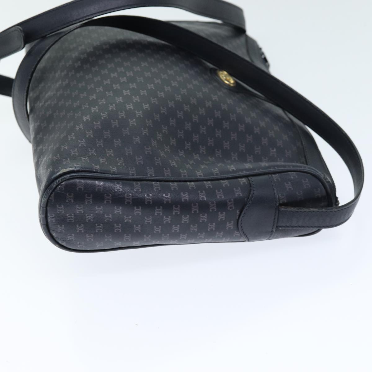 CELINE Macadam Canvas Shoulder Bag Black Auth 75625