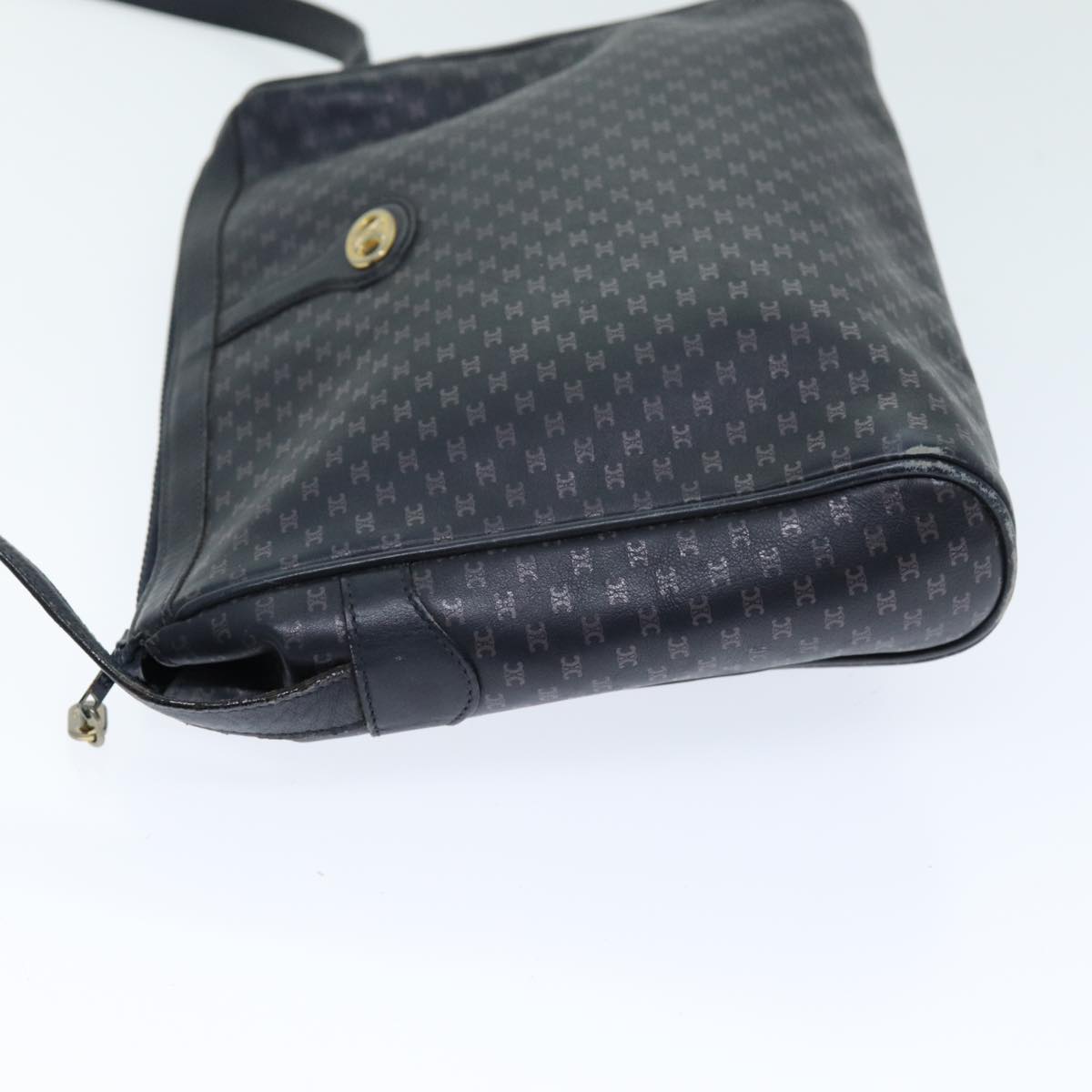 CELINE Macadam Canvas Shoulder Bag Black Auth 75625