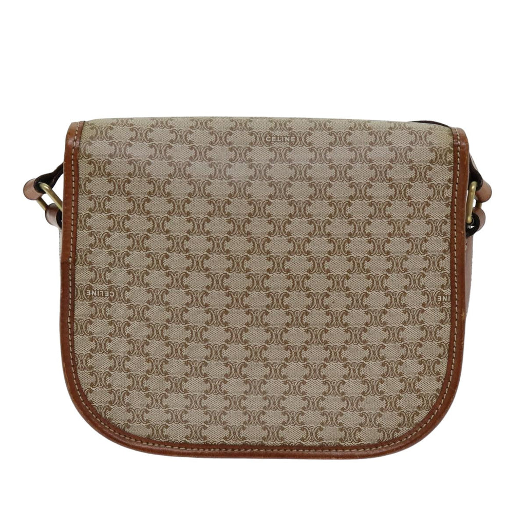 CELINE Macadam Canvas Shoulder Bag Beige  75626