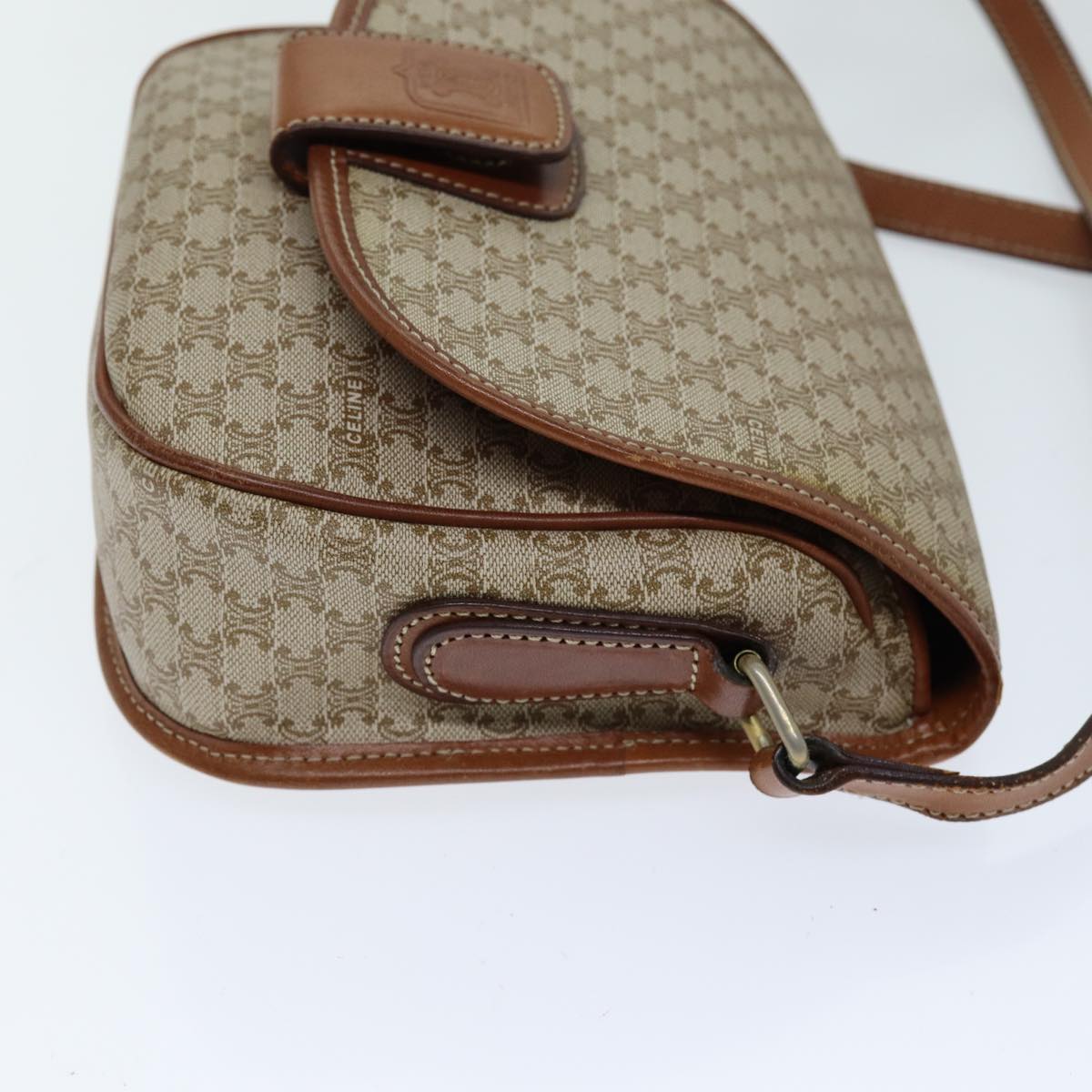 CELINE Macadam Canvas Shoulder Bag Beige  75626