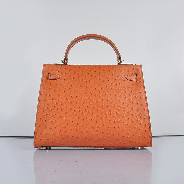 Hermes Kelly 32cm Ostrich Vein 6108 Orange Golden