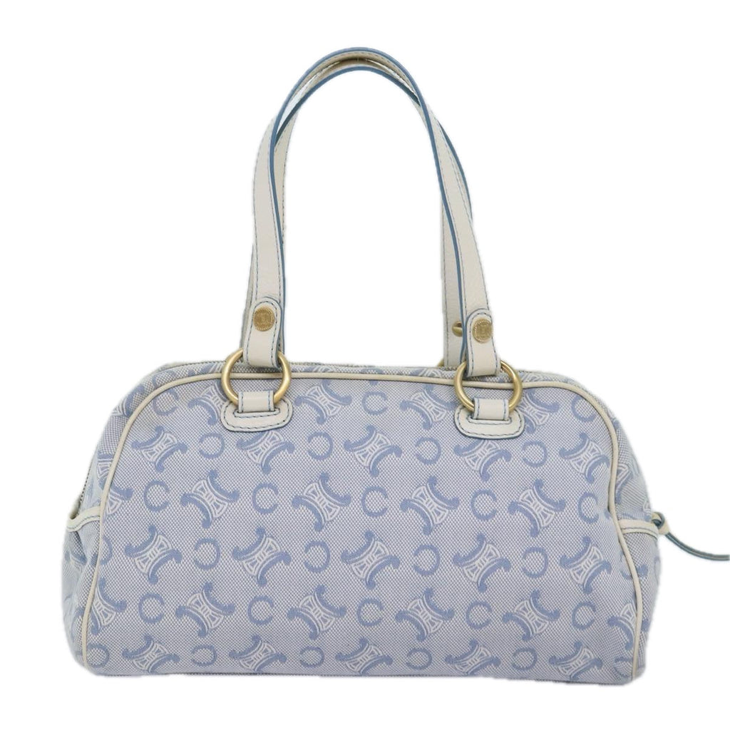 CELINE C Macadam Canvas Hand Bag Light Blue Auth 75688