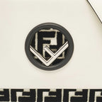 Fendi White/black Zucca Velvet And Leather Kan I F Logo Top Handle Bag