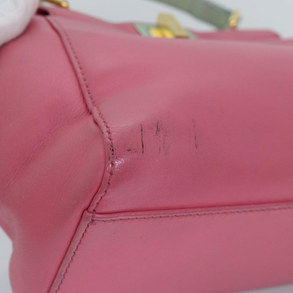 FENDI Mini Peek A Boo Hand Bag Leather 2way Pink75805