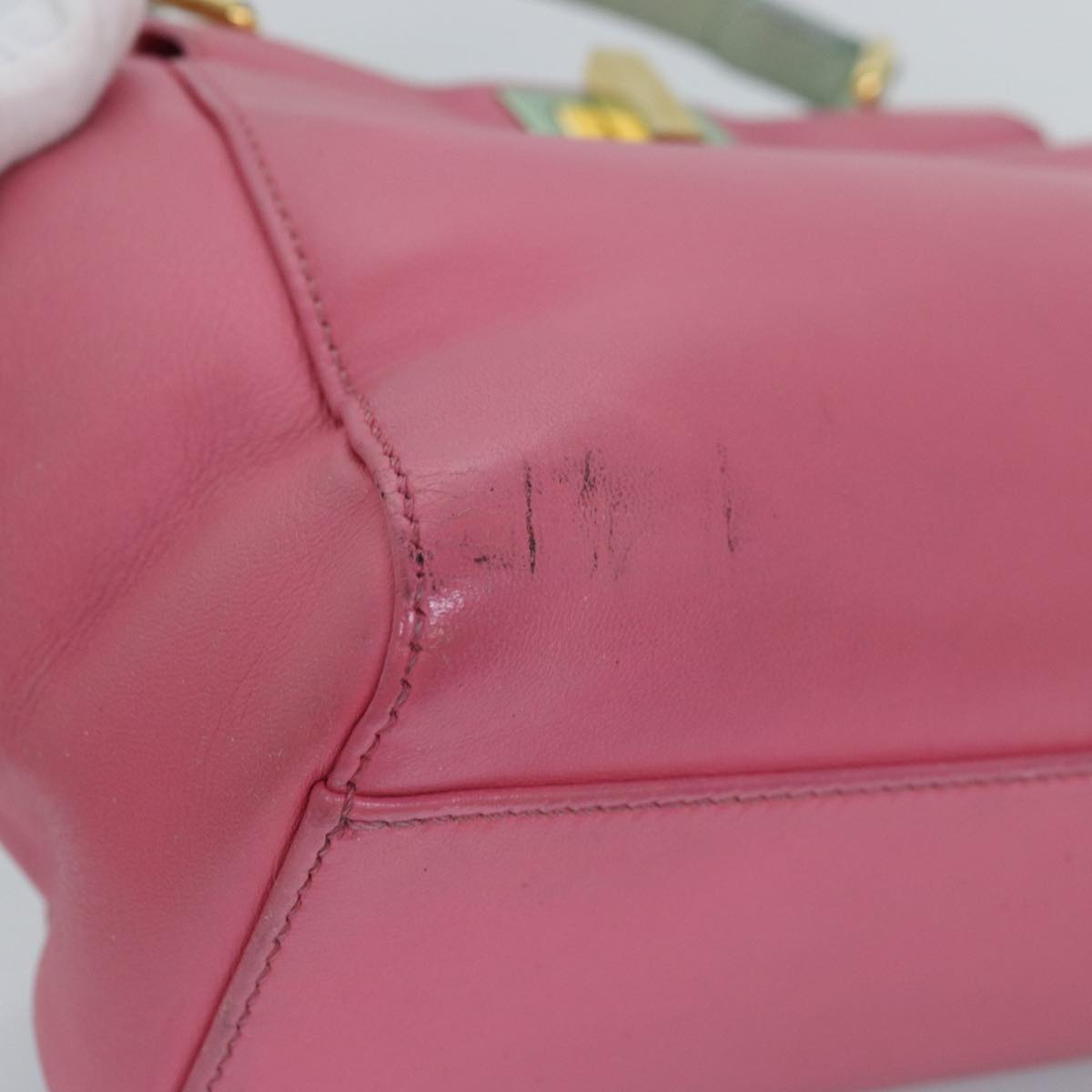 FENDI Mini Peek A Boo Hand Bag Leather 2way Pink75805