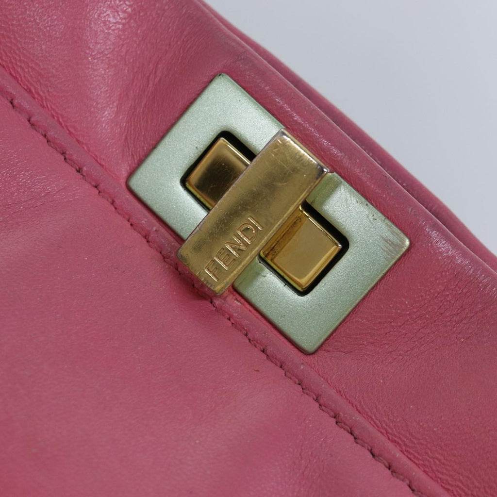 FENDI Mini Peek A Boo Hand Bag Leather 2way Pink75805