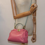 FENDI Mini Peek A Boo Hand Bag Leather 2way Pink75805