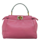 FENDI Mini Peek A Boo Hand Bag Leather 2way Pink75805