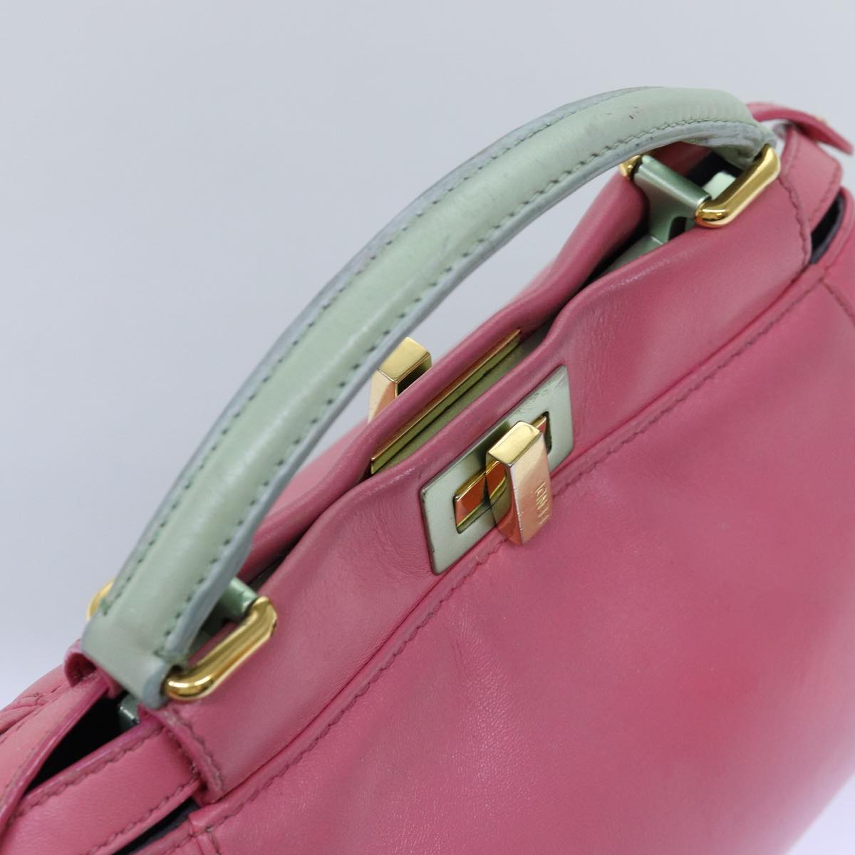 FENDI Mini Peek A Boo Hand Bag Leather 2way Pink75805